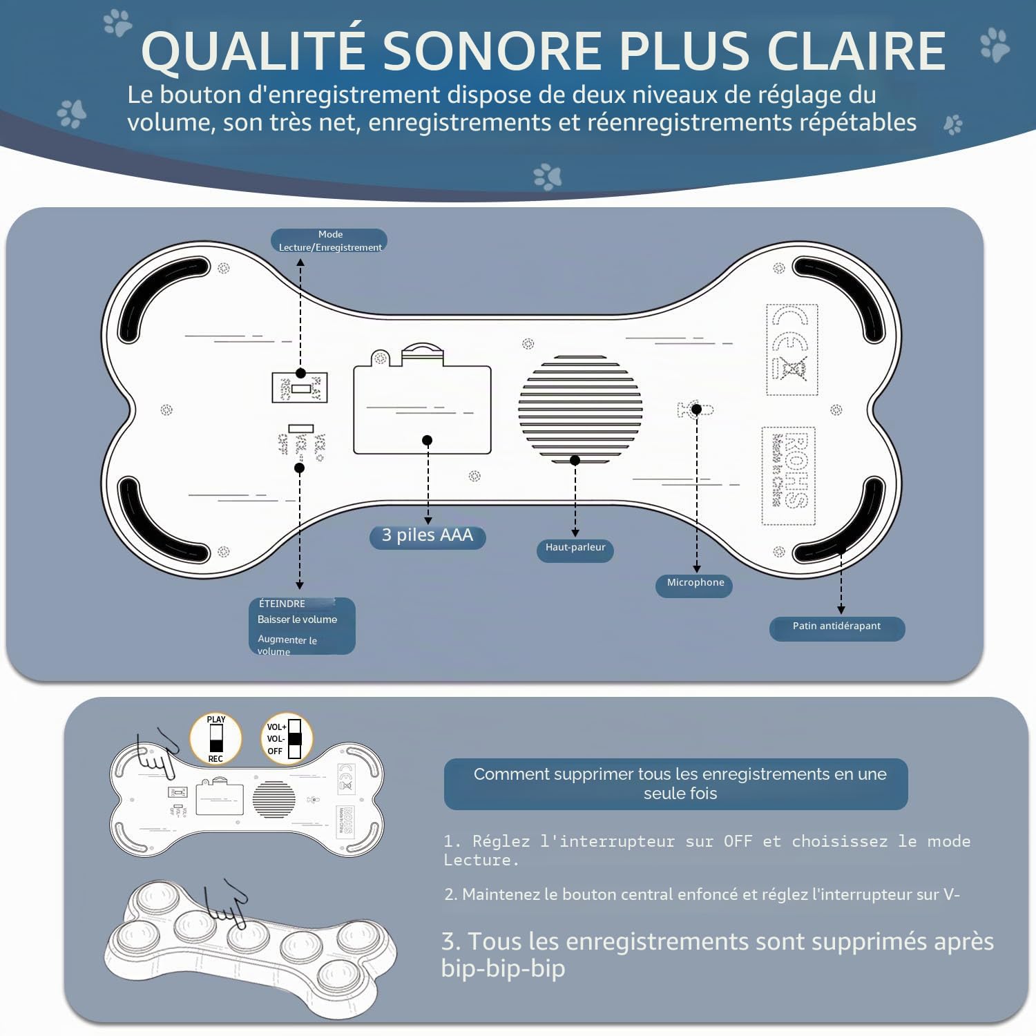 7 en 1 Boutons pour Chien,Boutons de Dressage pour Chien Boutons de Communication pour Chien,Boutons parlants pour Chien,Entraînement des Animaux de Compagnie - Bouton pour la Communication