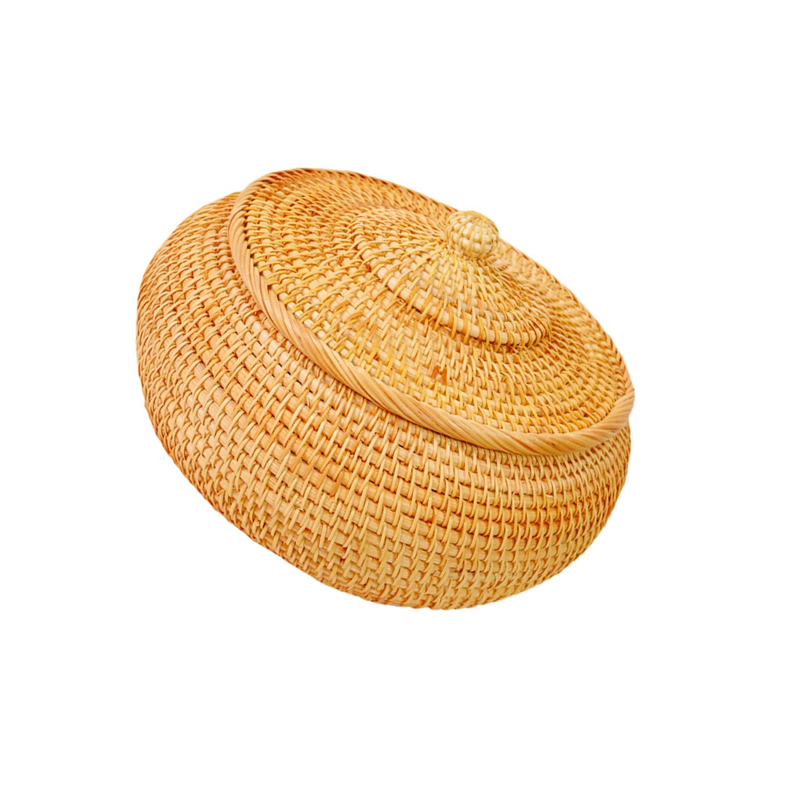 Elnwnnkc Natural Fiber Handwoven Storage Bin with Breathable Cover Handcraft Water Hyacinths Basket for Closet Bedroom Decoration Decorative Handwoven Storage Basket