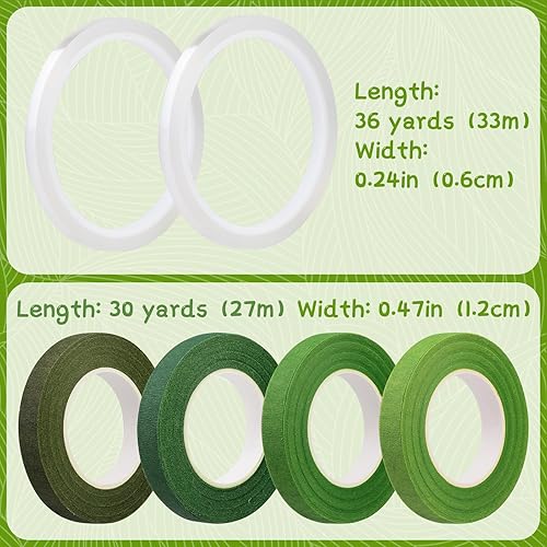 Miniatura 2 de 6 rollos de cinta floral, cinta floral de 12 pulgada de ancho, cinta transparente impermeable de 14 pulgadas de ancho, cintas florales para tallo de