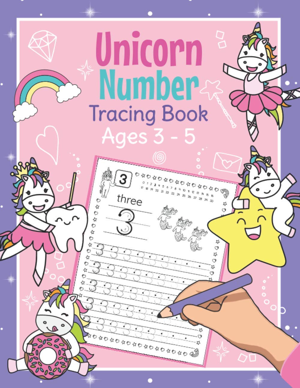 Unicorn Number Tracing Book Ages 3 - 5: Trace Numbers Practice Book for Preschoolers | Magical Math Learning Workbook for Kindergarten and Pre K Girls