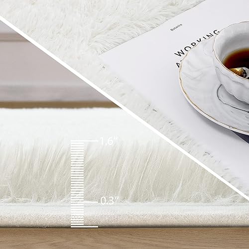 Miniatura 84 de Kelarea Alfombra de área para sala de estar, 3 x 5, antideslizante, color azul turquesa, esponjosa, suave, alfombra de felpa peluda para dormitorio