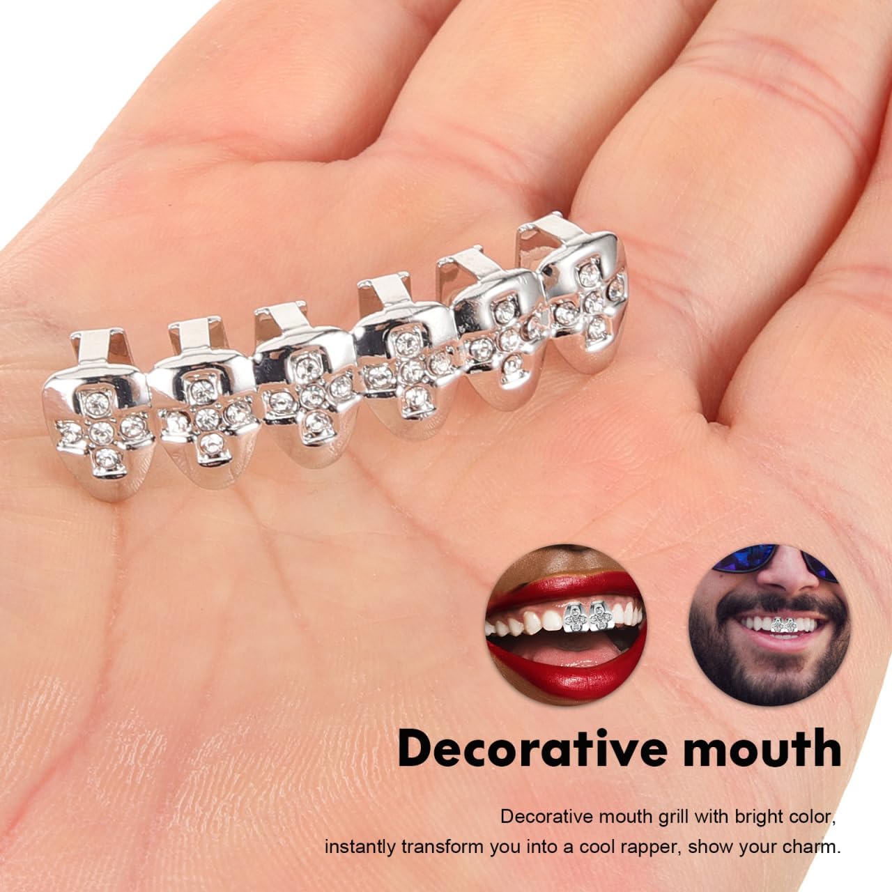 Healeved for Hip Hop Grills Novelty Grills Jewelry Decorative for Party Cosplay Performance Lightweight 1.65 X 0.39 X 0.35 in Set