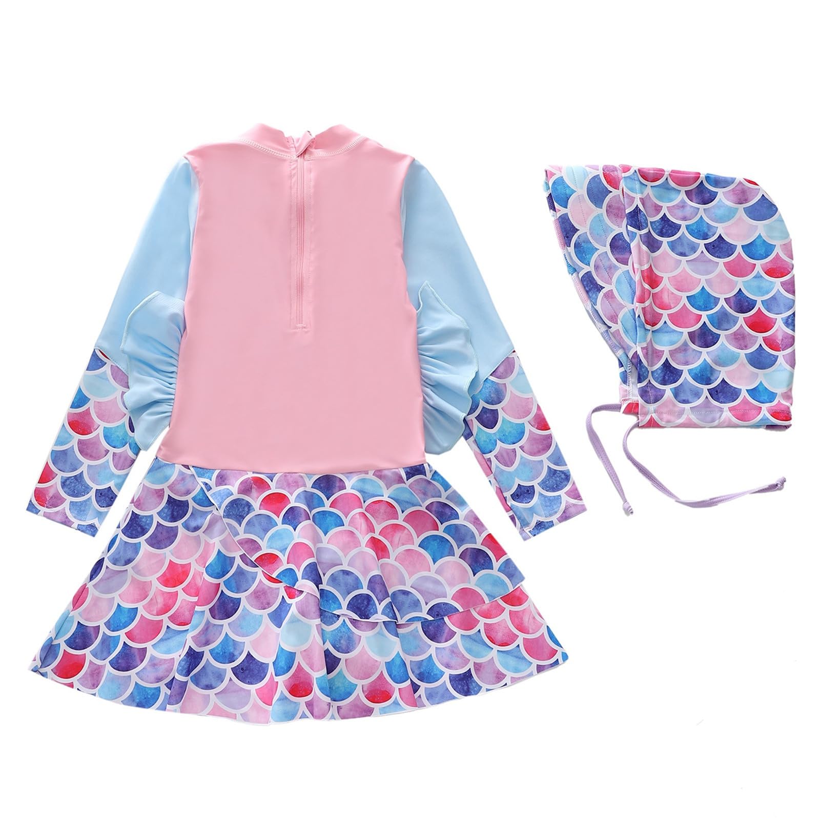 Generisch Bañador para niña en estilo de vestido, traje de baño de manga larga con estampado para todas las tallas (212 años).