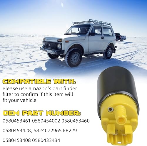 Miniatura 5 de 1 bomba de combustible eléctrica de alto rendimiento Intank EFI con colador/filtro + junta de goma/manguera + abrazaderas de acero inoxidable +