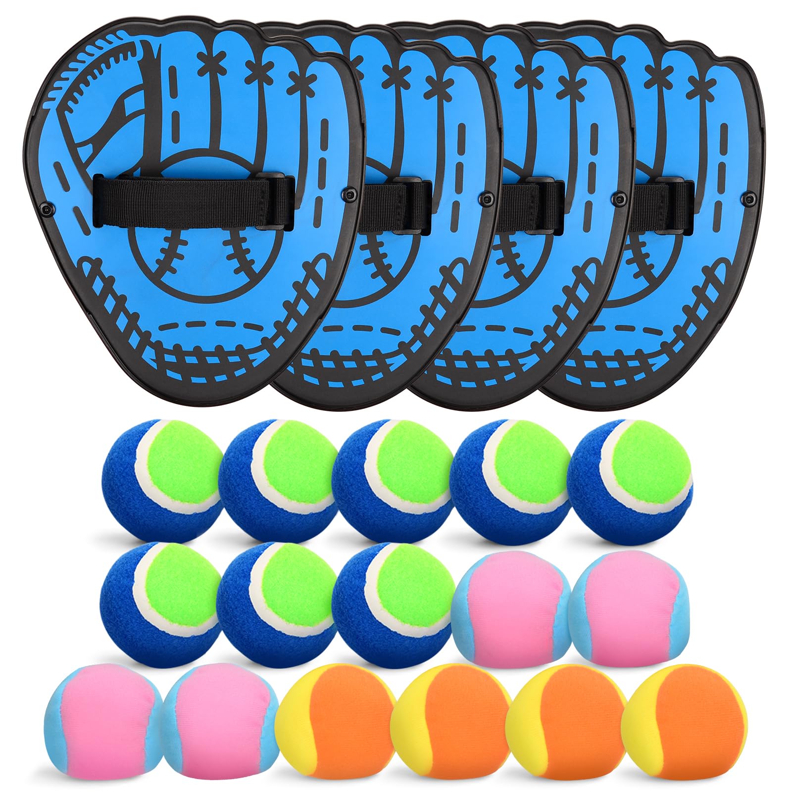 Teamaze Toss and Catch Ball Sets,Hook and Look Ball & Catch Game with 2 Materials Sticky Ball Toss ×12 Sticky Balls Soft & Hard Balls