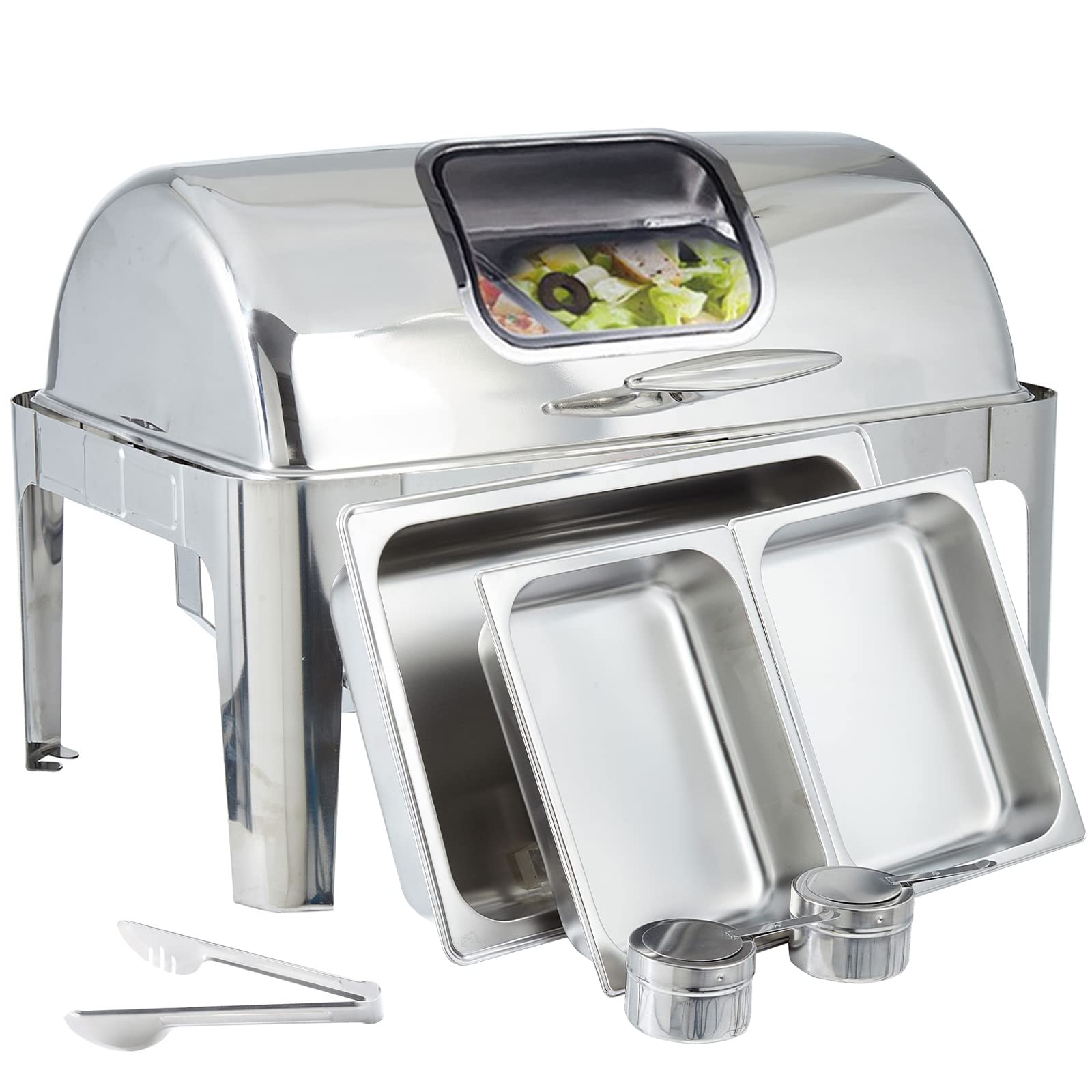 Chafing Dish Buffet Set with Visible Roll Top, Food Warmers for Parties