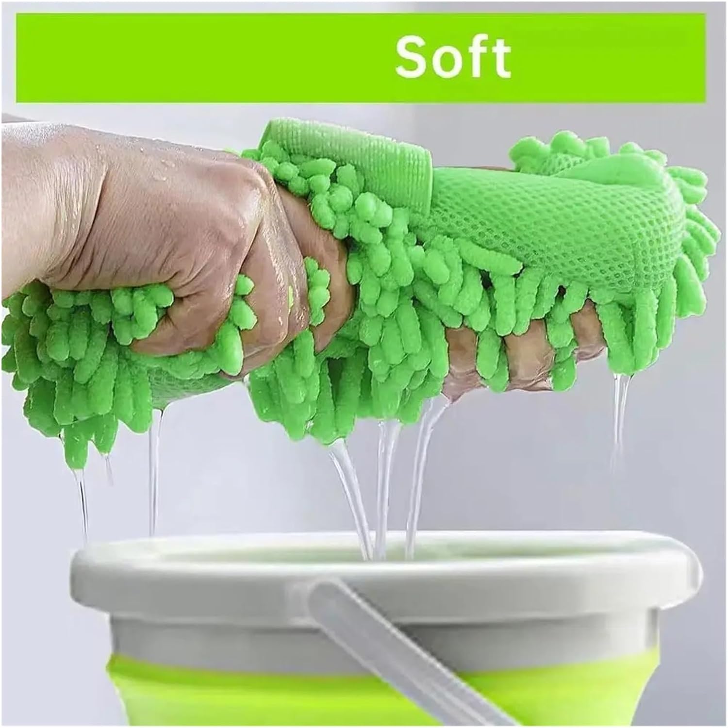 Green Car Washing Gloves - Styling Wash Care Brush Pad for Cleaning(02)