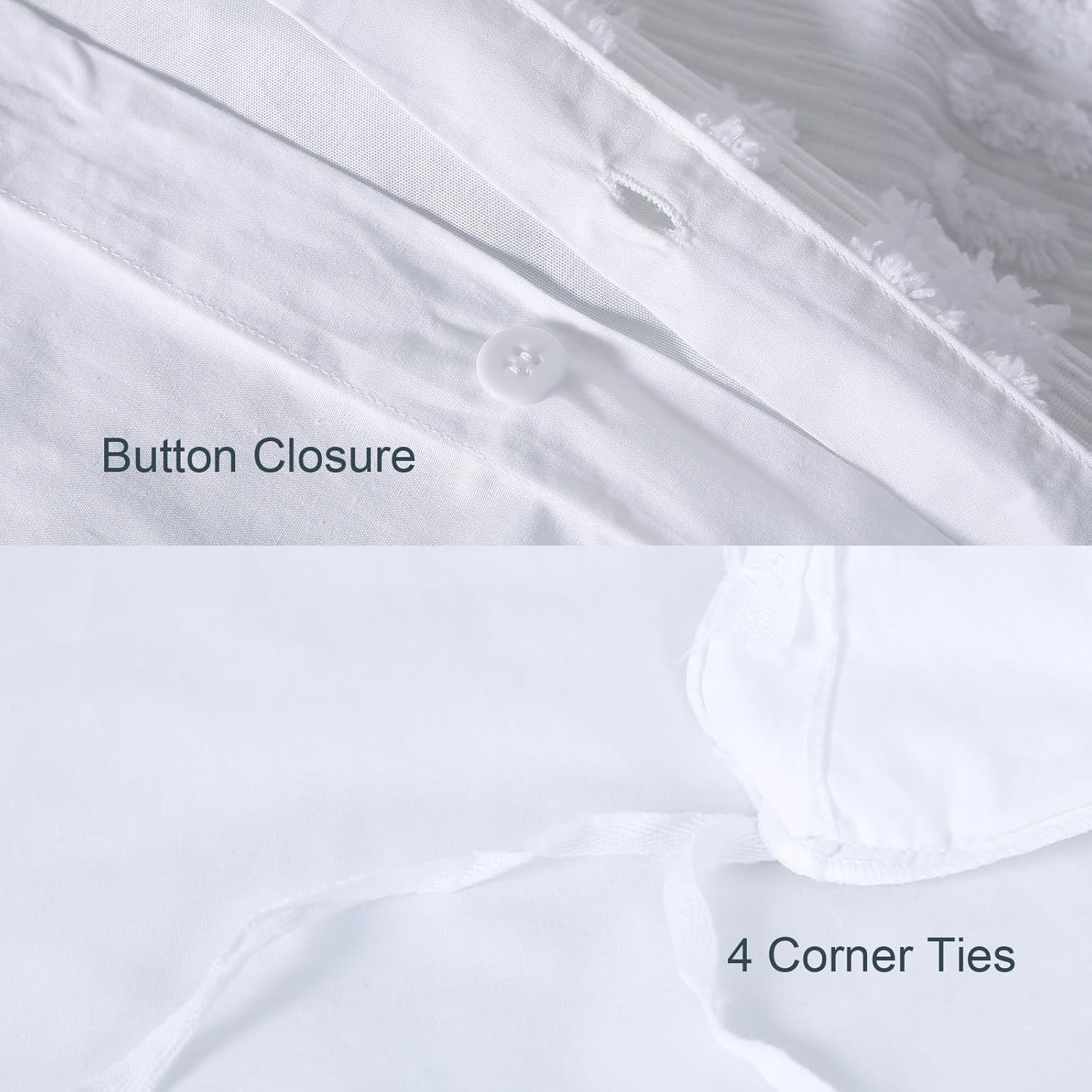 YINFUNG Boho Duvet Cover Textured White King Tufted Duvet Cover Set Cotton Shabby Chic Embroidered Striped Bedding Set All Season Diamonds Geometric Quilt Cover