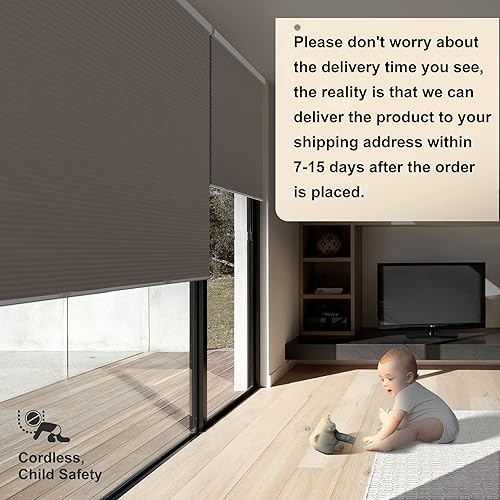 Miniatura 2 de Persianas celulares opacas con diseño de panal para ventanas, persianas sin cordones con diseño de panal para oscurecer la habitación, persianas con