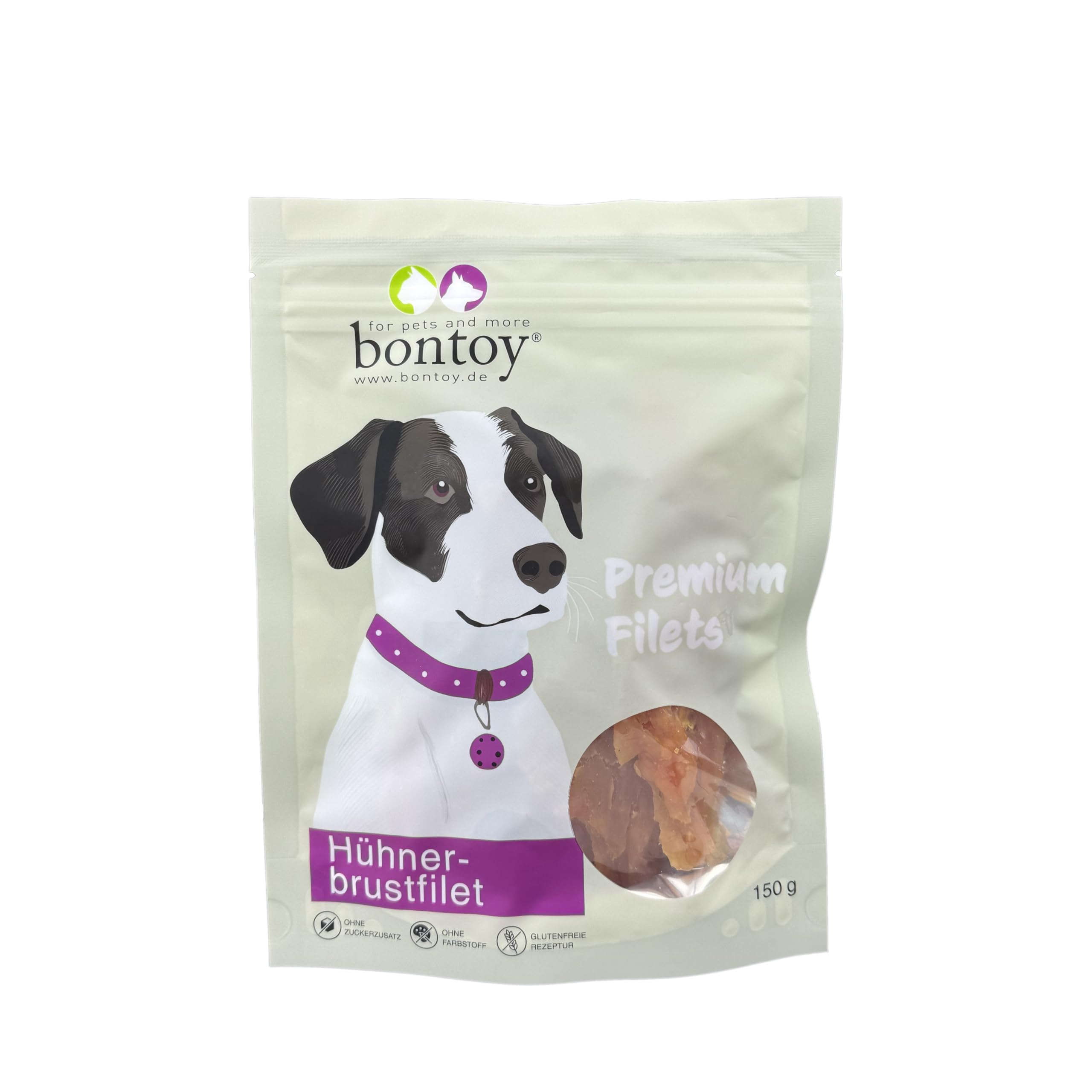 BONTOY Hähnchenbrustfilet I 150g I im Wiederverschließbarem Beutel I schonend Luftgetrocknet I Kauspaß für ihren Hund (20 Pack)