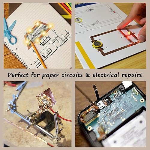 Miniatura 6 de 10 piezas de cinta de cobre con láminas de cobre adhesivas conductoras para guitarra, artes y manualidades, circuitos de papel, vidrieras