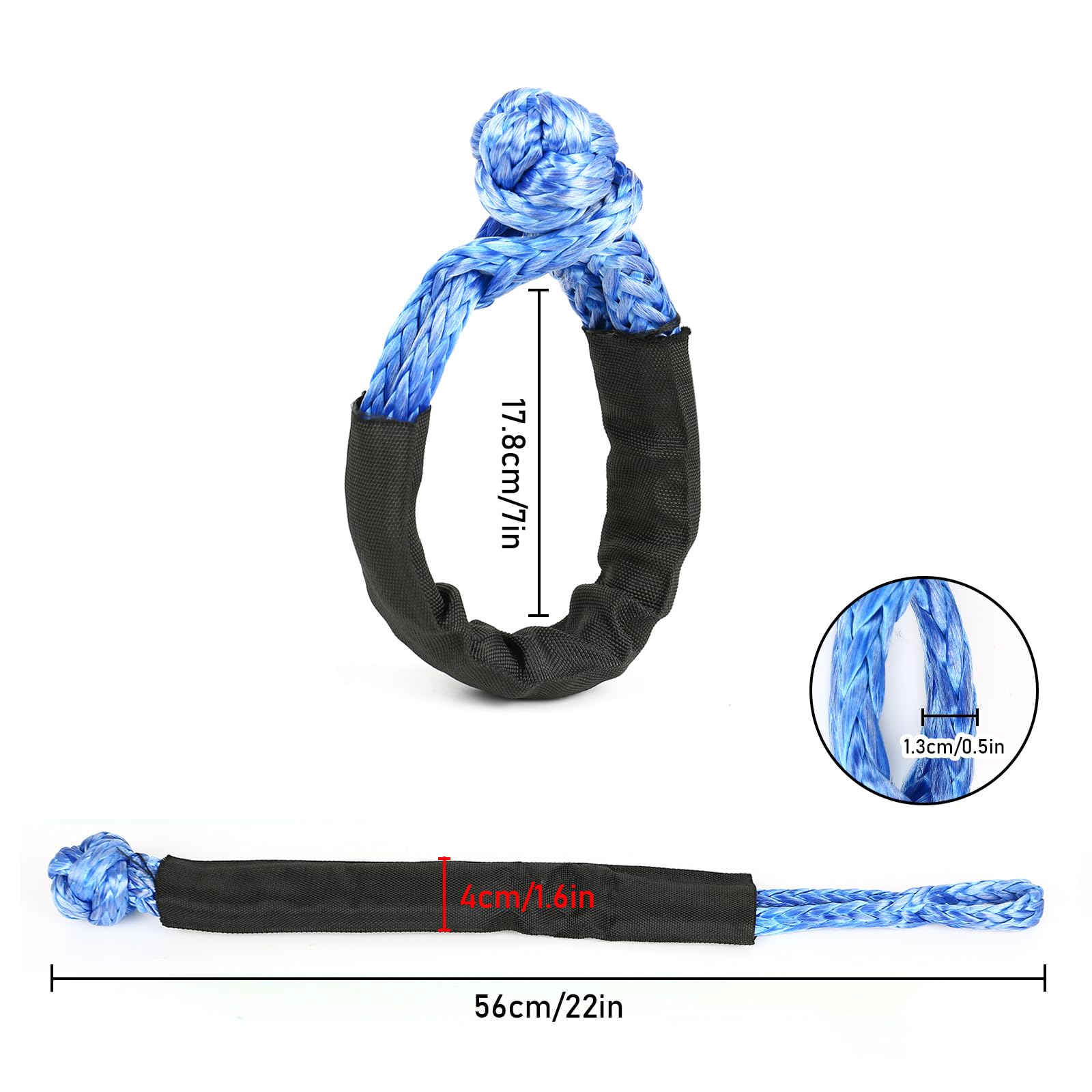 2 Stück Weiche Offroad-Schäkel Rot - 17t Bruchfestigkeit Für Jeep & Geländewagen - Mit Schutzhülle