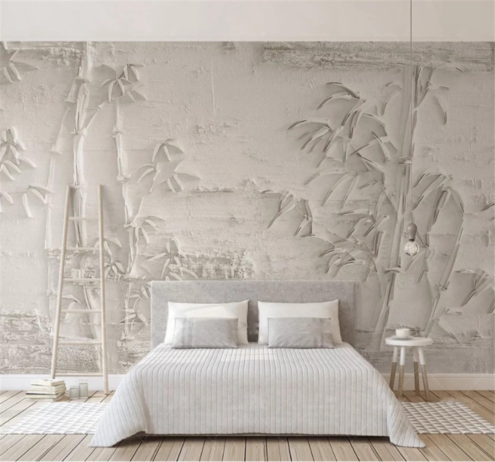 Tzxztt Minimalist Three Dimensional Relief Bamboo Art Modern 3D Wallpaper Premium Textured Silk Neutral Tones Material Ideal for Living Room Bedroom-350cm×256cm