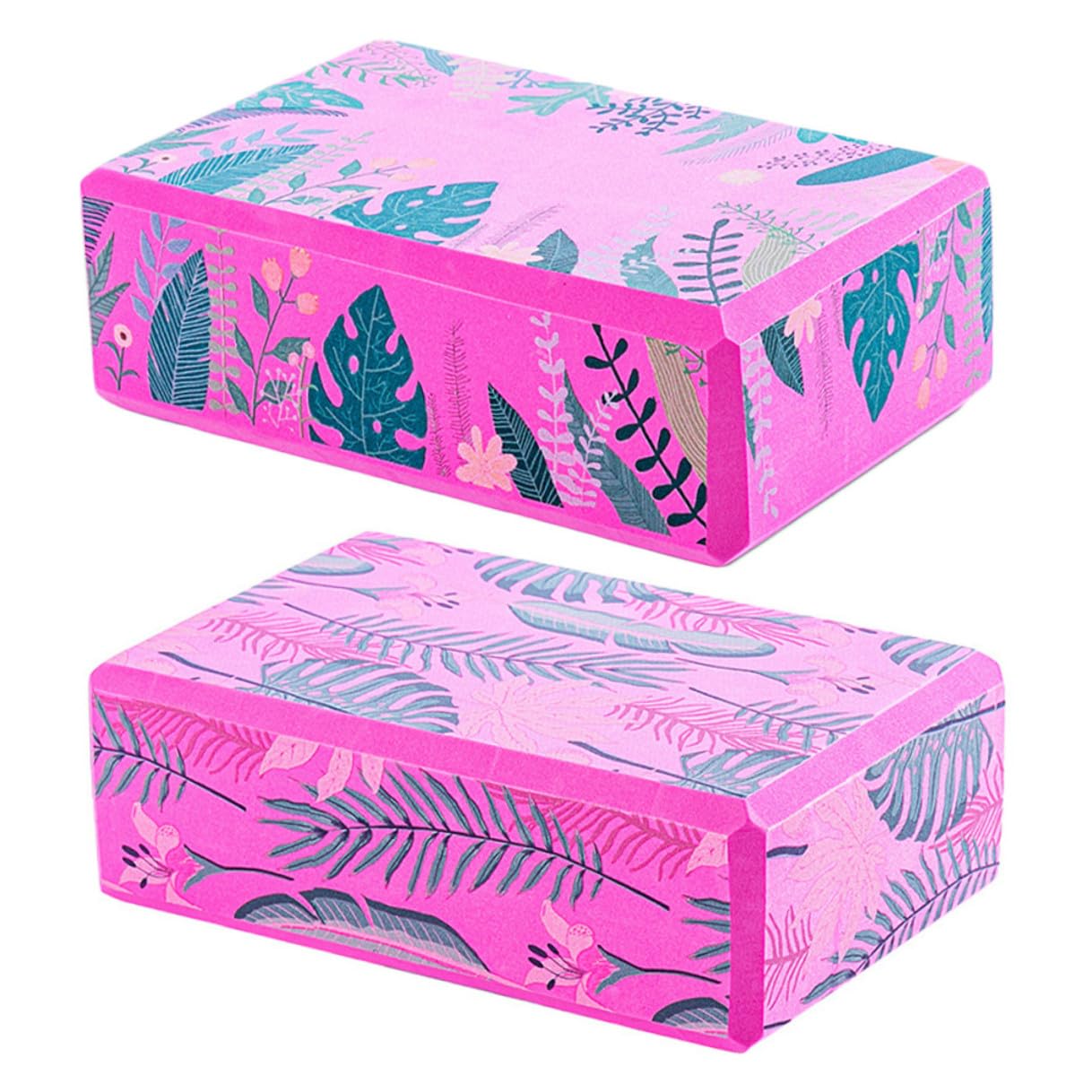 Mikinona Bloques de Yoga Antideslizantes de Alta Densidad de Eva Rectangulares Varios estilos 2 Piezas para Soporte Cómodo en Pilates y Danza para Principiantes