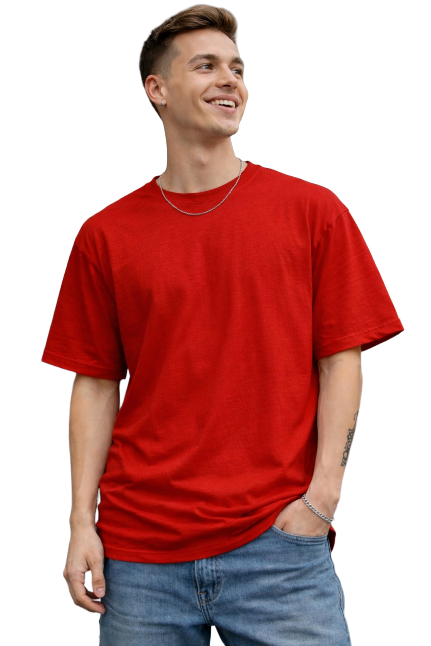 Plain Black Oversized T-Shirt for Men Cotton Drop Shoulder Loose Fit Streetwear Solid Casual Round Neck Half Sleeve Tee All Day Comfort Modern Minimal Style-picture-37