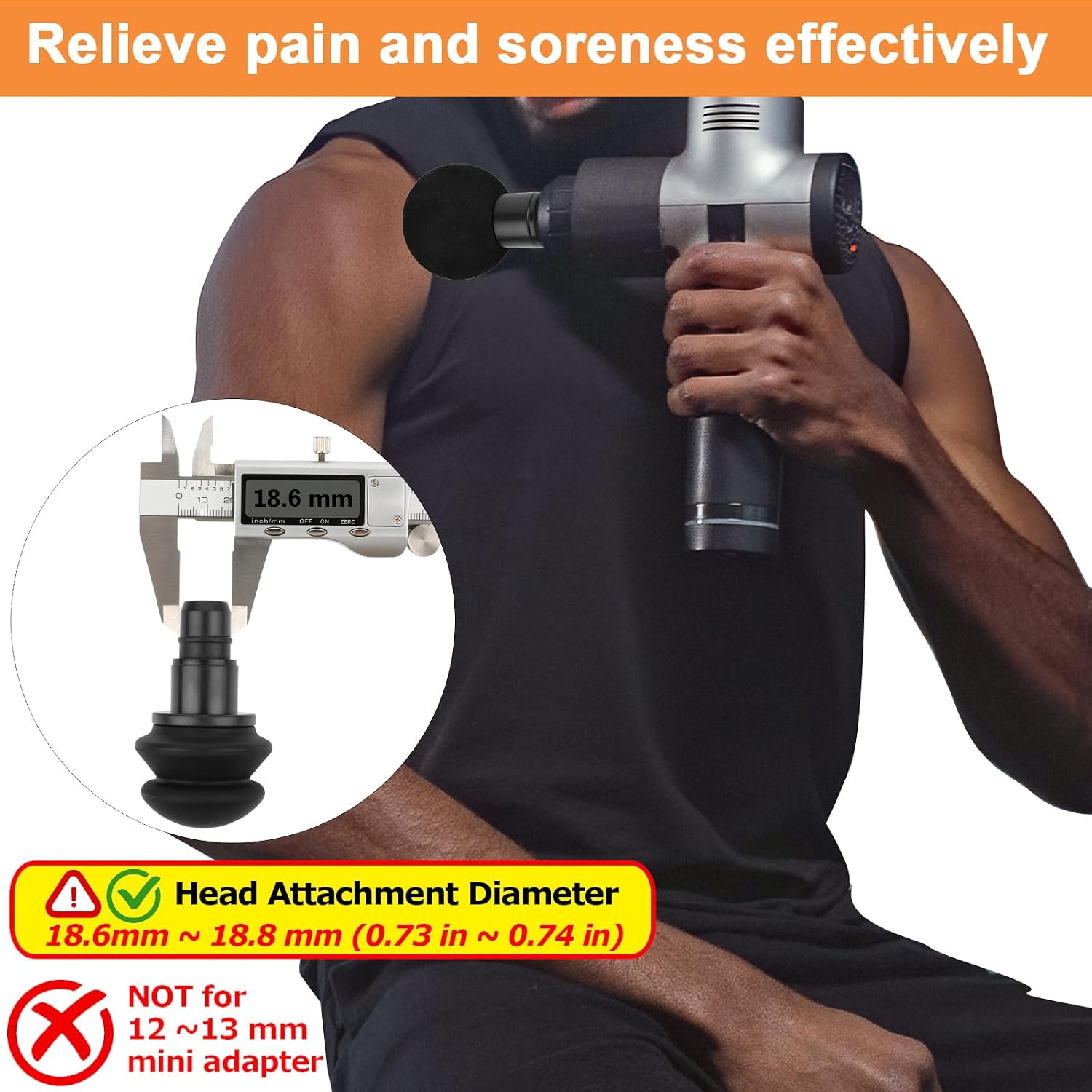 Cosmos 6 Pcs Massage Gun Heads Replaceable Attachment Adapter Deep Tissue Massager Gun Accessories, Assorted Functions for Runner Athletes Muscle Relaxation, Massage Head Connector Dia.18.6-18.8 mm
