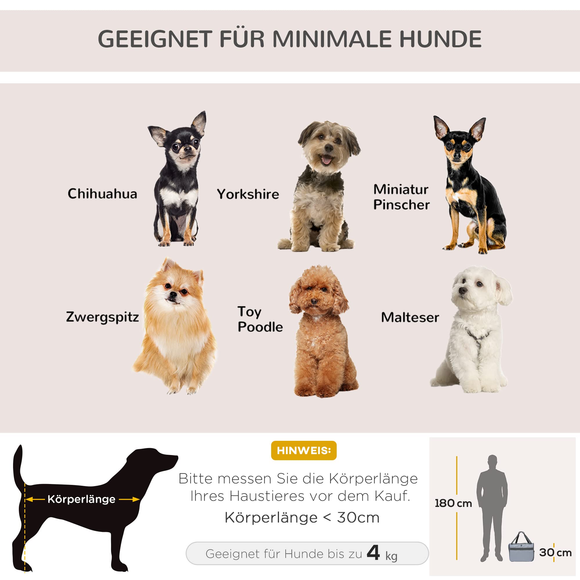 PawHut Hundetasche Auto Hundebox Transportbox Tragetasche Autositz Katze, 41 x 34 x 30 cm, Oxford Gewebe grau