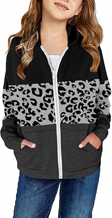 storeofbaby Girls Zip Up Hoodie Casual Long Sleeve Jacket Lightweight Sweatshirt with Pockets