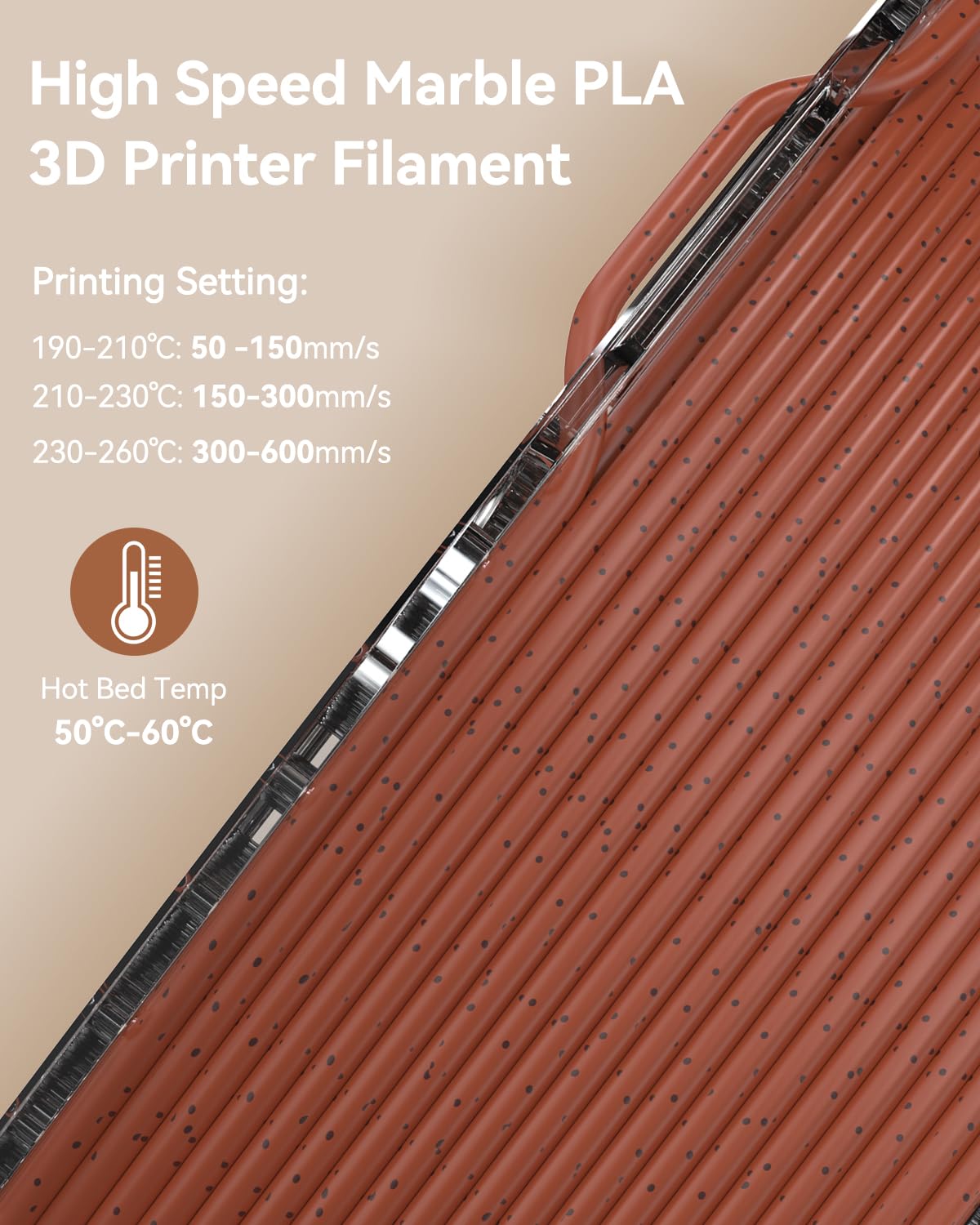 SUNLU Filamento PLA de mármol de alta velocidad de 0.069 pulgadas, buen embalaje al vacío, filamento de impresión 3D, filamento de impresión 3D de 0.069 pulgadas, precisión dimensional +/- 0.02 mm,