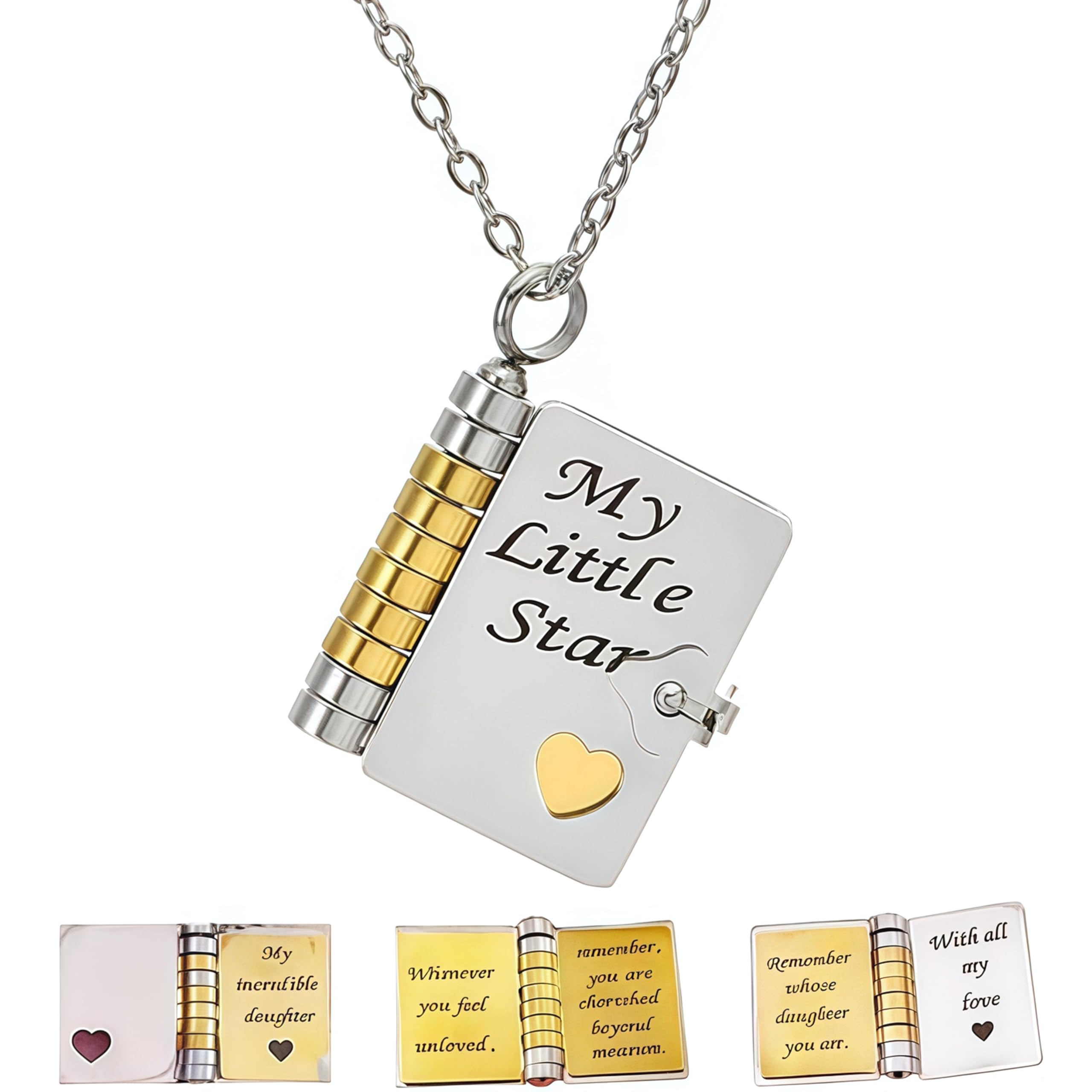 Mein Kleines Stern Buch Collar Mi Increíble Hija Collar Regalos para Hija De Padre Madre Madre Ajustable Plata 18k Oro Joyería Abrir
