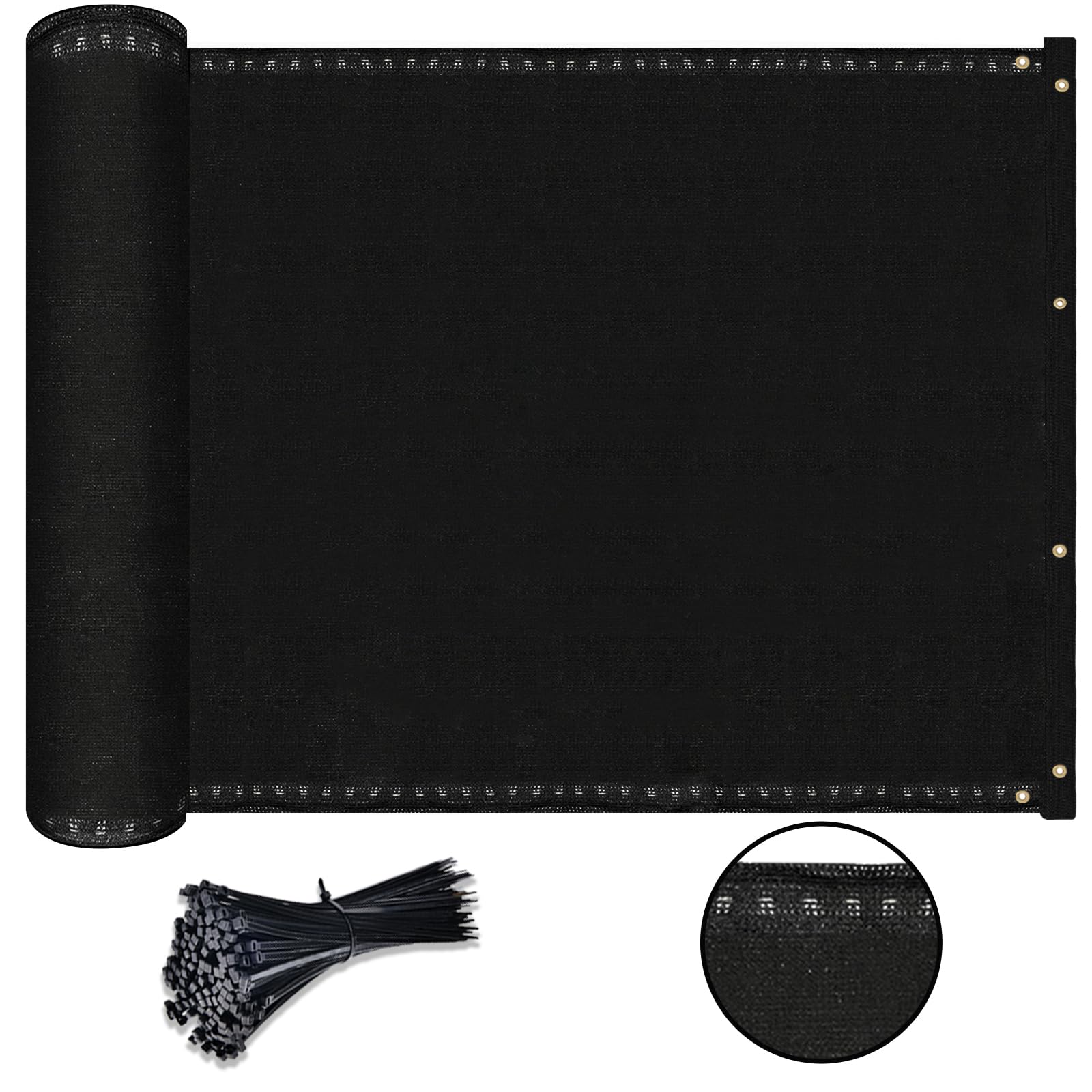 Cisvio 6ft x 50ft Fence Privacy Screen Heavy Duty 170 GSM Fencing Shade Cover Residential Windscreen for Deck Patio Backyard Pool, Black