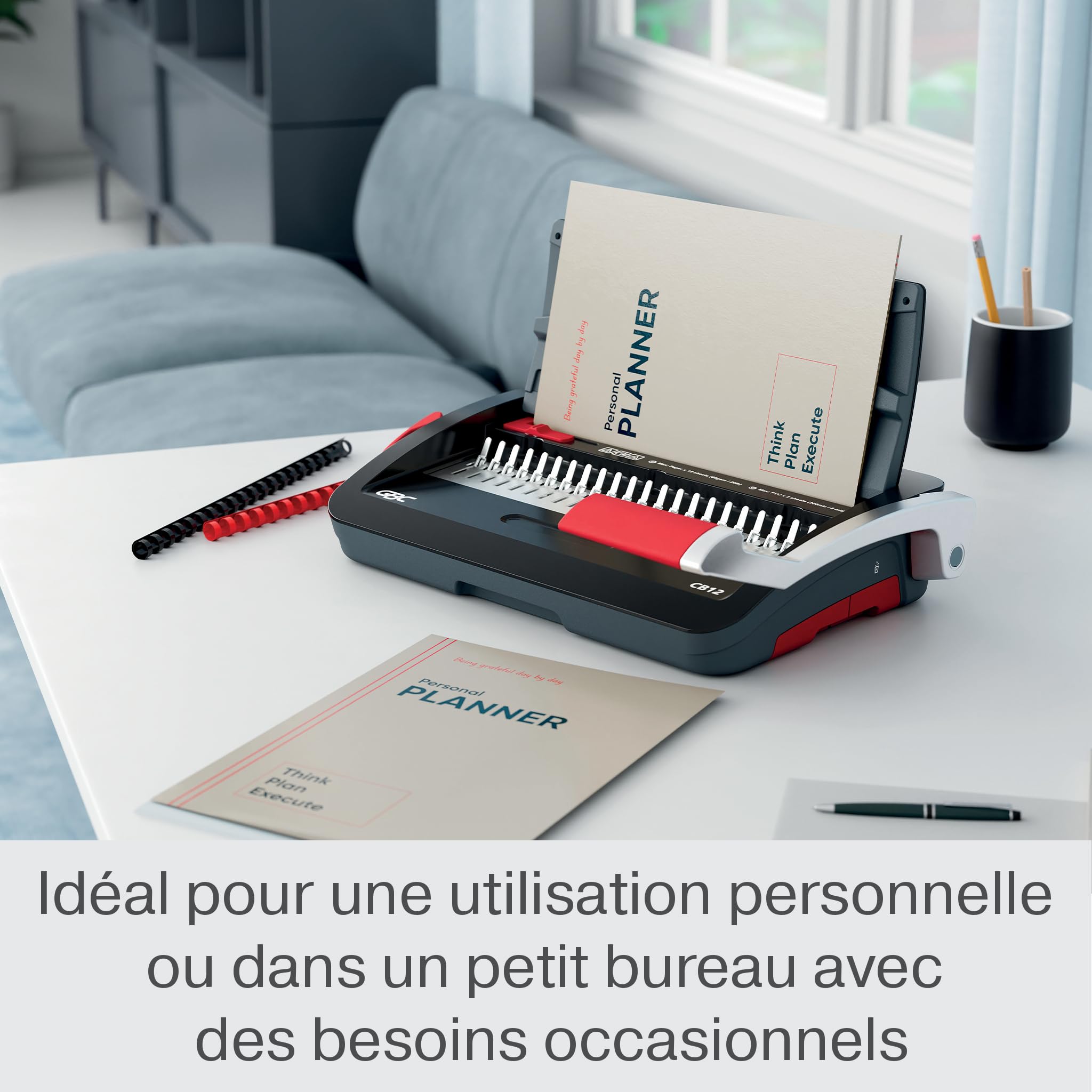 GBC CombBind CB12 Machine à relier manuelle, 165 feuilles A5/A4, 12 feuilles perforation, noir/argent