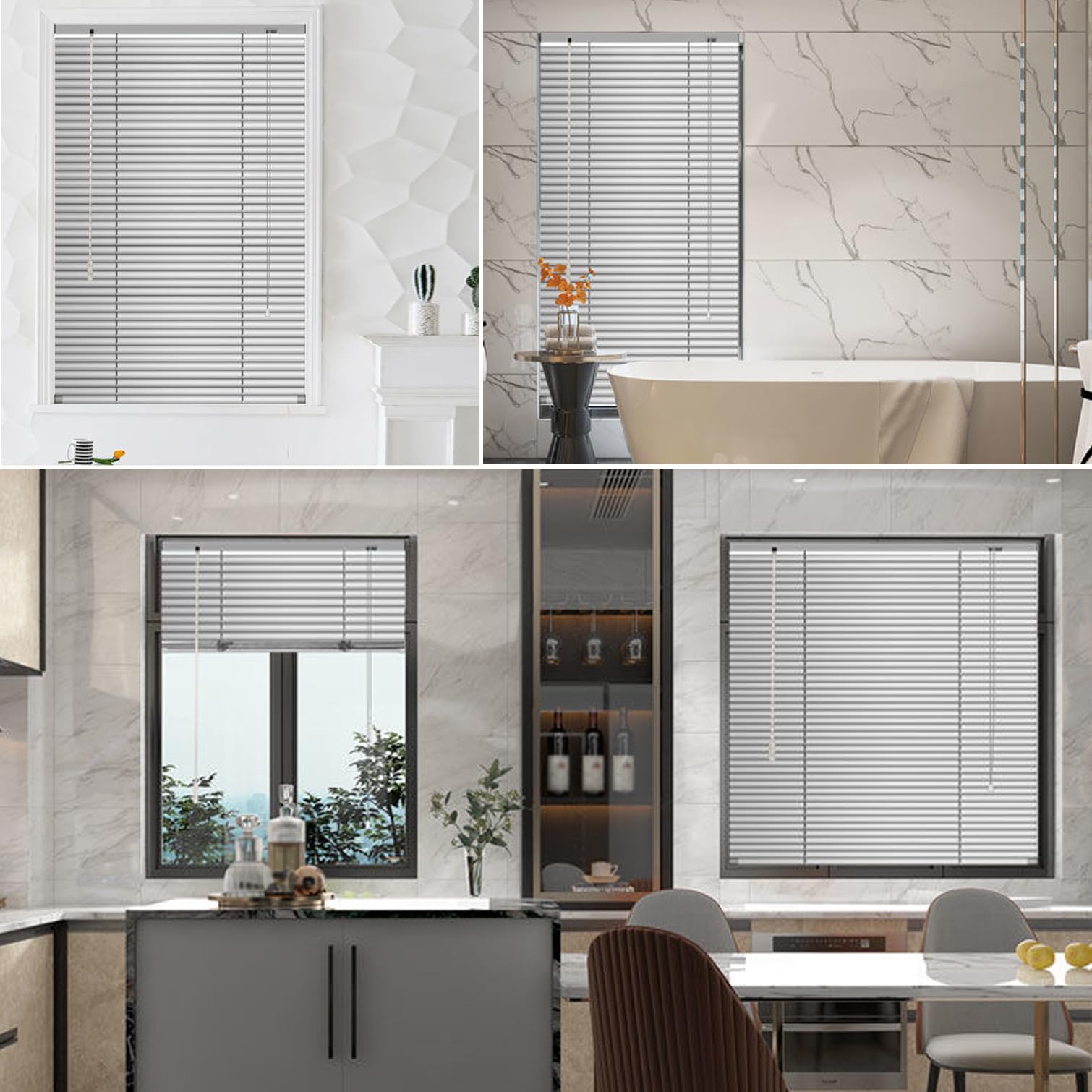 Aluminiowe żaluzje weneckie 25 mm, srebrne, zaciemniające, poziome odcienie do domu i biura, odporne na promieniowanie UV, wodoodporne, niestandardowy rozmiar (100 cm x 280 cm) zawiera linę i drążek.