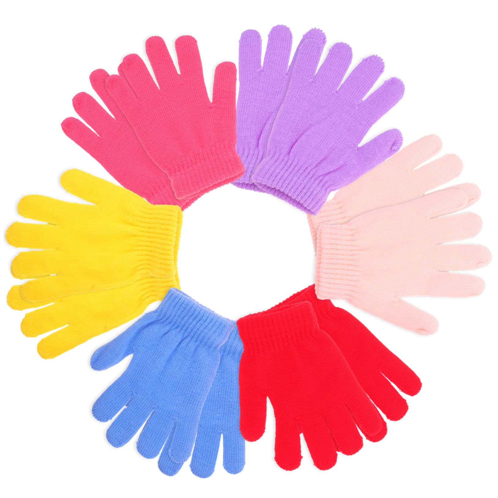 Ipetboom Gloves for Boys and Girls 6 Pairs of Warm Mittens Thickened Fleece Non-skid Cold-proof Great for Winter Sports Christmas