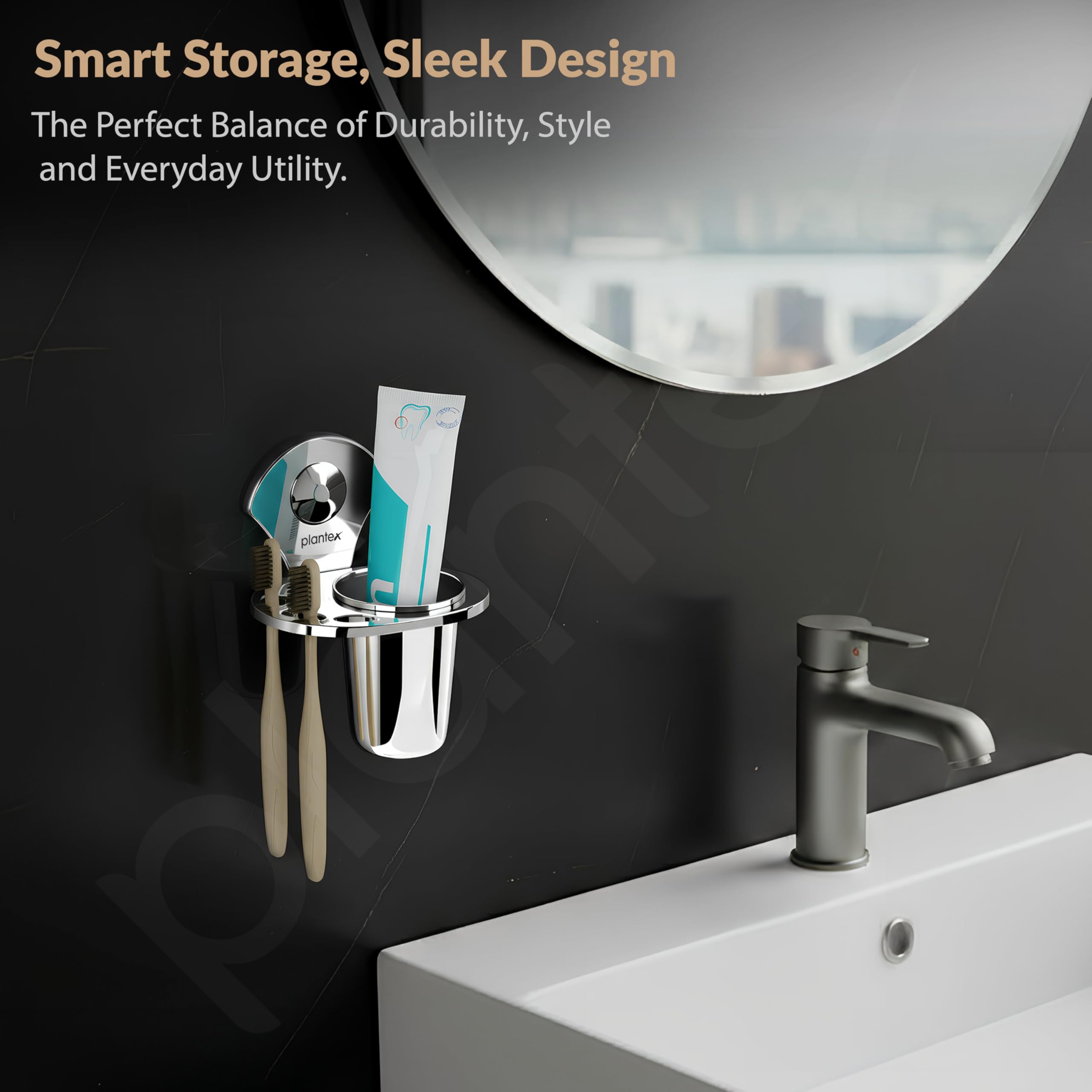 Plantex Royal Stainless Steel Toothbrush Holder -8