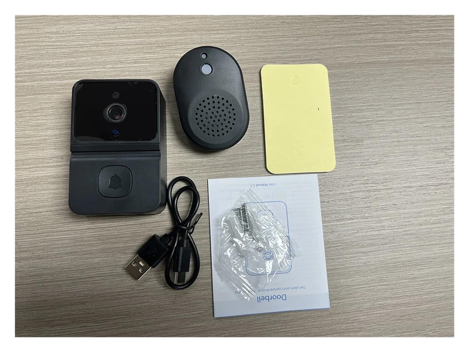 Inteligentny wideodomofon Wodoodporny bezprzewodowy dzwonek do drzwi, Wi-Fi, wideo HD, inteligentna kamera, na zewnątrz, widzenie w nocy, 720p domu, biura(Black)