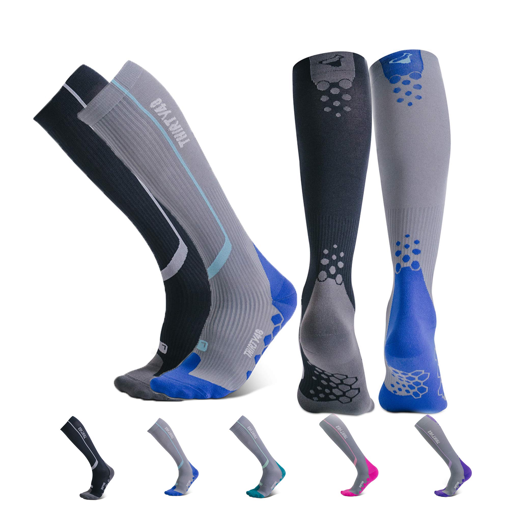 Thirty48 Elite Kompressionsstrümpfe für Damen und Herren, abgestuft, 20–30 mmHg, für Laufen, Leichtathletik, Flugsocken – Performance & Recovery