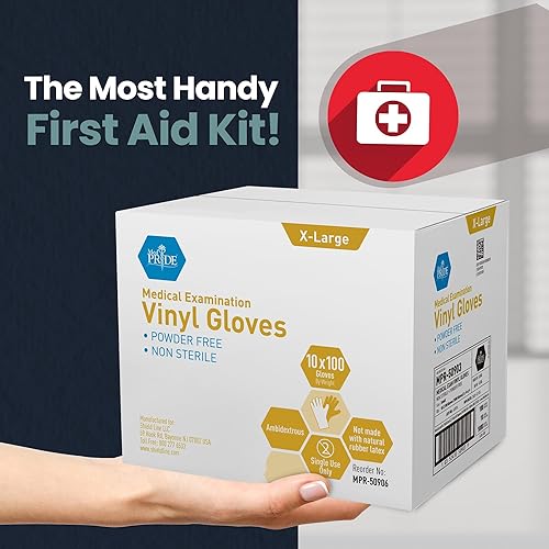 Miniatura 23 de Medpride - Guantes de vinilo para examen médico Sin látex ni talco Desechables, ultrarresistentes, transparentes Uso en manejo de alimentos