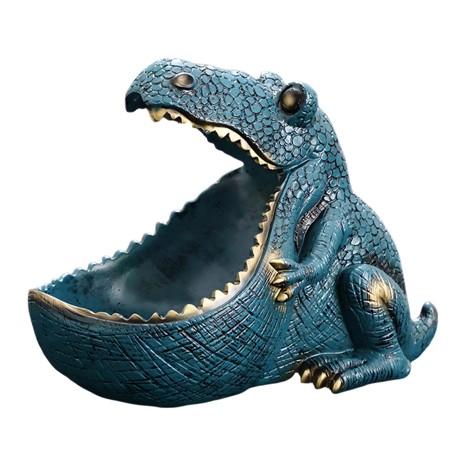 BELOWSYALER Entryway Dinosaur Catchall Tray Decorative Organizer, Open Bowl Storage for Cards Candy and Small Desktop Items, Blue Green Shelf Accent Bowl Tray Small Item Holder