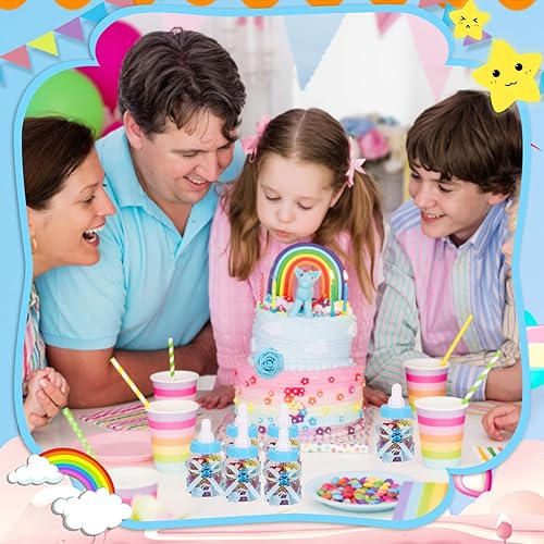 Miniatura 6 de MACTING Biberón para recuerdos de baby shower, 4docenas de mini botellas de dulces con 10 flores artificiales para niños y niñas, decoración de