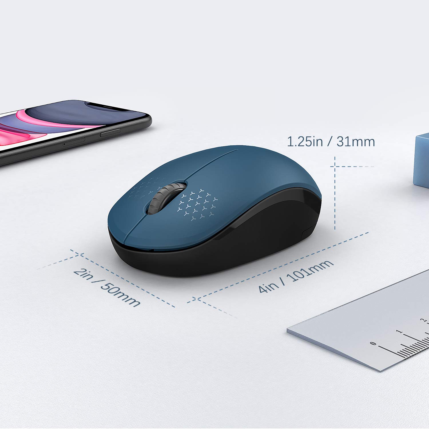 Bezprzewodowa mysz, bezgłośna mysz 2,4 G z odbiornikiem USB, przenośna mysz komputerowa Seenda do komputera, tabletu, laptopa, notebooka, niebieska i czarna