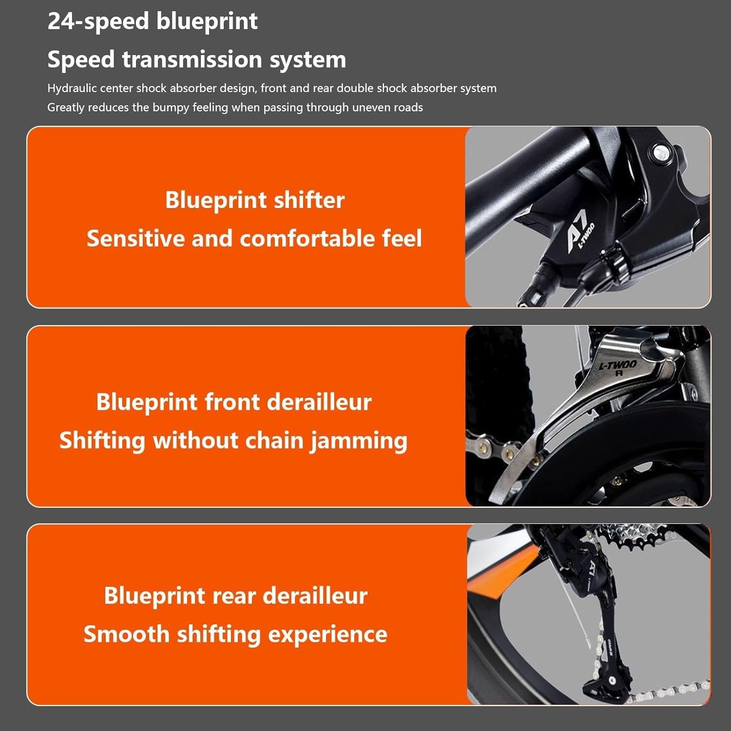 Bicicleta Plegable Montaña 24 Velocidades para Adultos, Altura Ajustable, Neumáticos Gruesos, Antideslizantes Y Resistentes Al Desgaste. A,24in