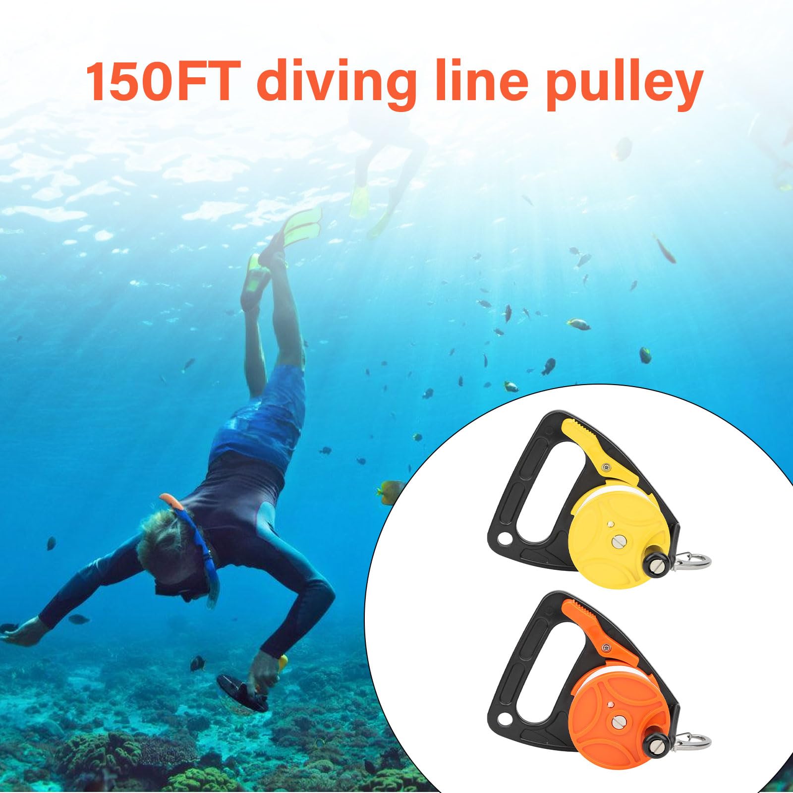 Scubas Diving Reel 46m/150ft Line Scubas Ratchets Dives Reel With Handle Stop Switches For For Underwater Activity