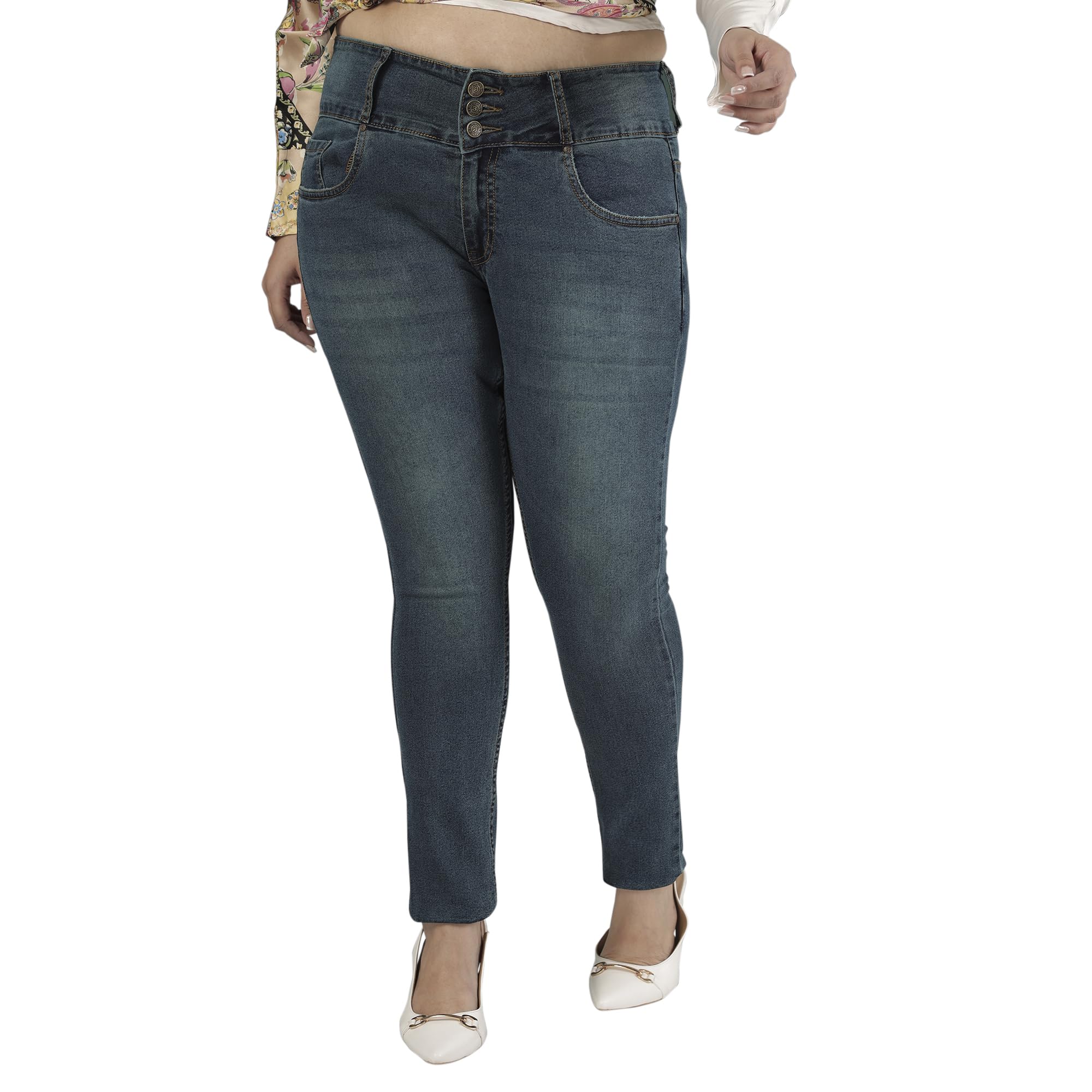 turning blue Womens Plus Size Slim Fit Mid Blue Jeans-picture-28