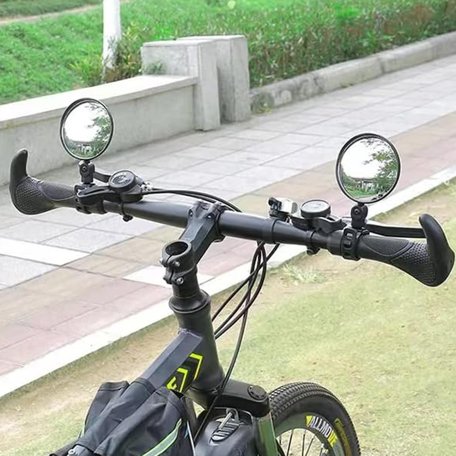 2 Pezzi Specchietto Bici Specchietti Bici Ruotabile a 360°, Specchietti Moto Grandangolo HD, Accessori Regolabile, Specchietti Bicicletta per Biciclette Motociclette (Nero)