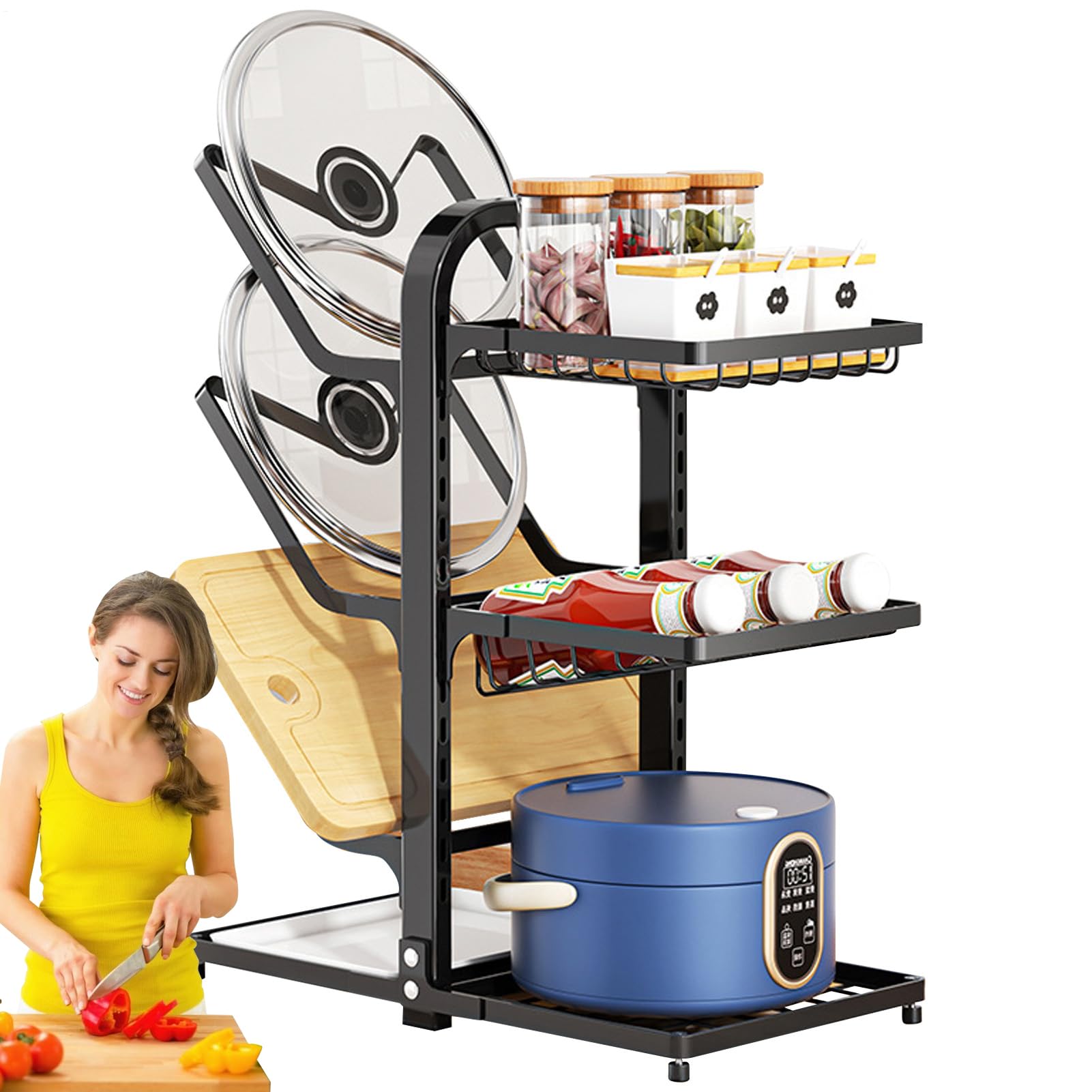 Generisch Töpfe und Pfannenorganisator unter Kabinett, Pan Organizer Rack für Schrank | Küchenarbeitsplatte Organizer Halter | Raumsparende Multi-Tier-Rackregal für Töpfe Pans Handtuchlöffel