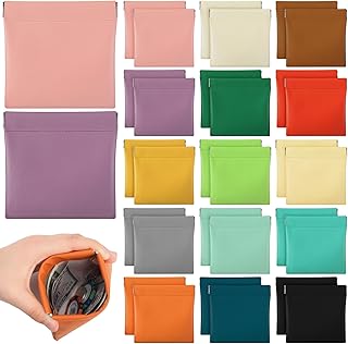 30 Pcs Lambskin Pocket Cosmetic Bag Bulk Purse Waterproof Self Closing Portable Small Change Bag Makeup Bag Squeeze Pouch Holder Travel Storage for Cosmetics Headphones Jewelry Mini Cosmetic Pouch