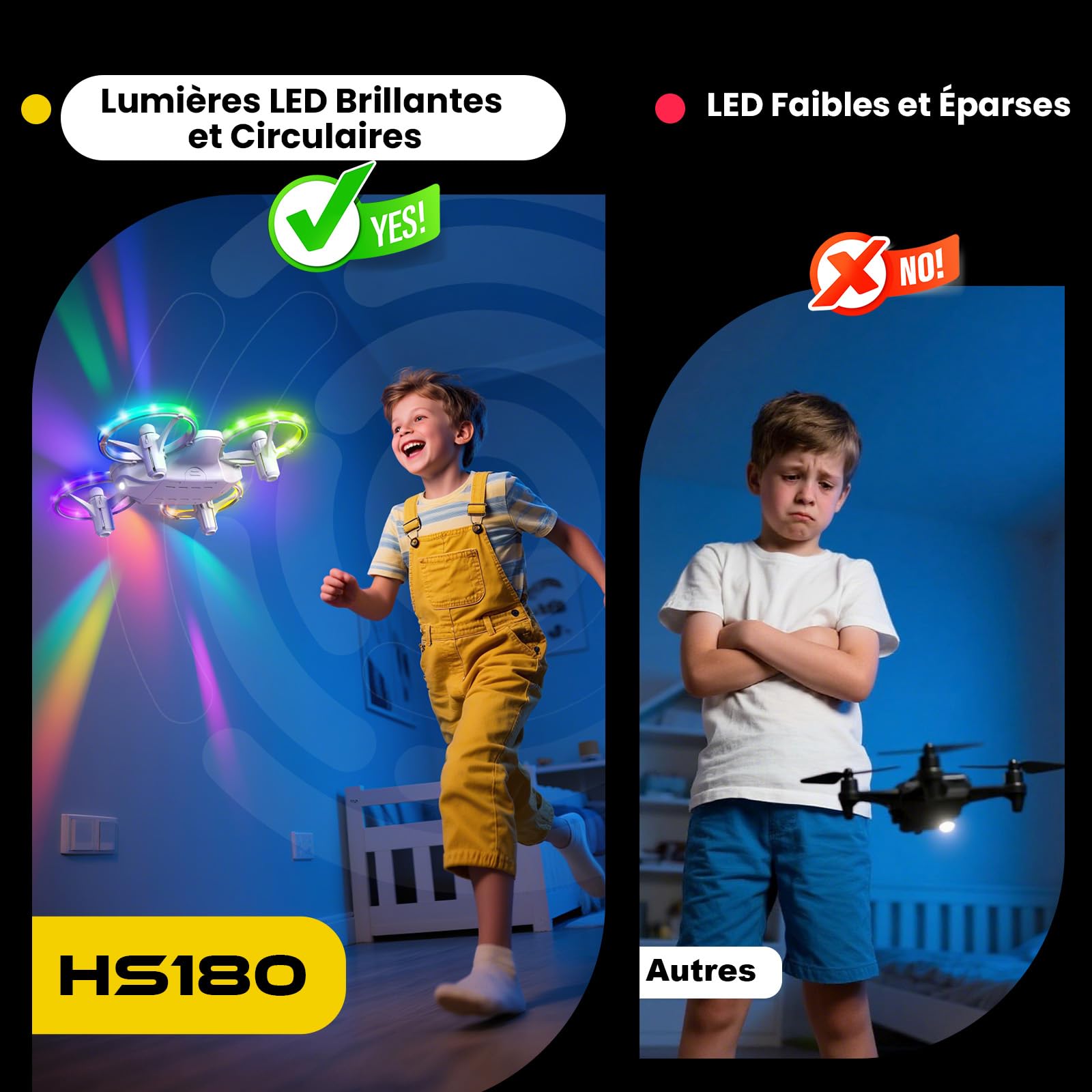 Holy Stone HS180 Mini-Drohne für Kinder mit LED-Lichtern, kleiner RC Quadrocopter mit 3 Batterien, 21 Minuten Flugzeit, 360°-Flips, einfach zu steuern, Geburtstagsgeschenk für Jungen und Mädchen, 6-12