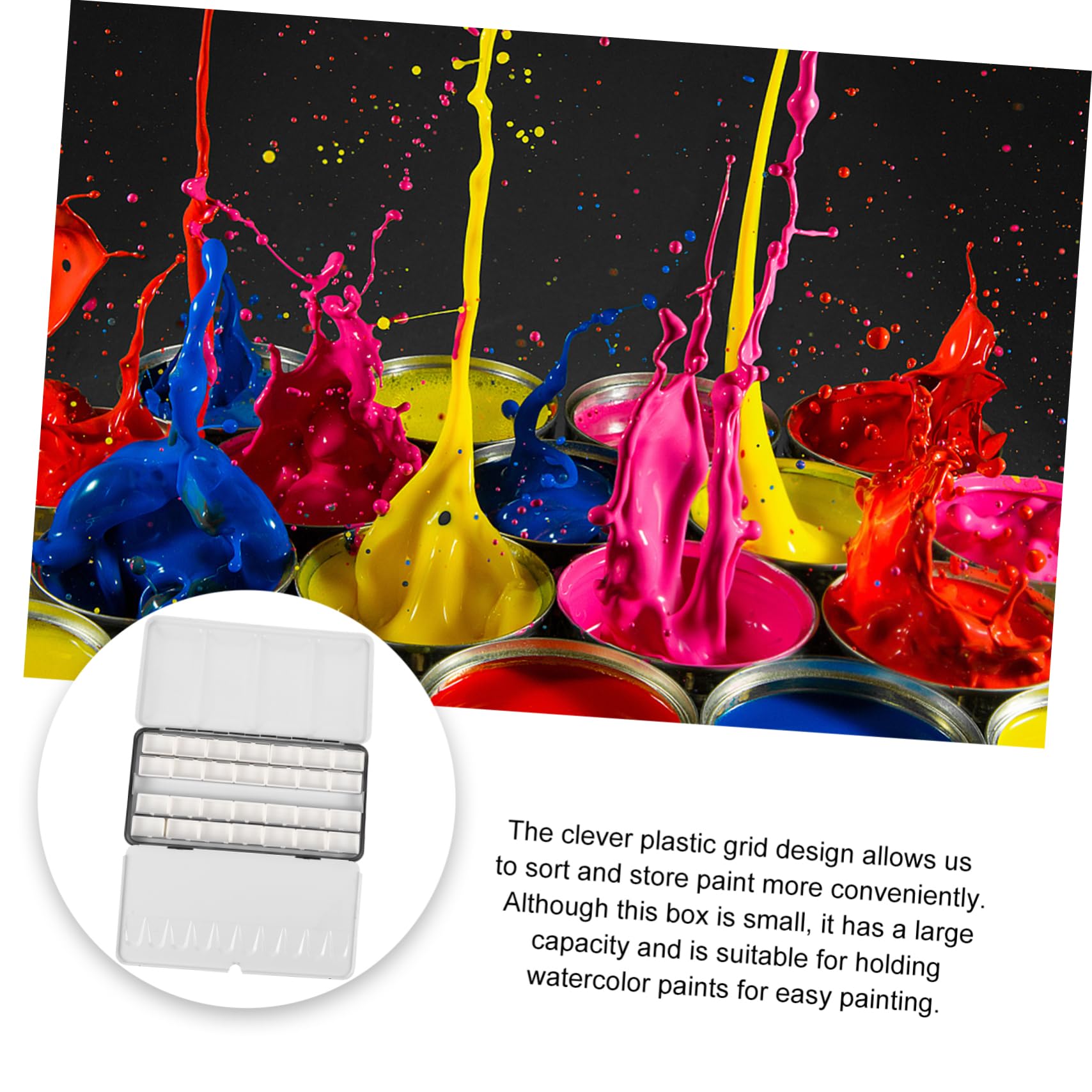 Boîte à Pigments Vide pour Aquarelle Coffret De Rangement Métal avec Bande De Capsules Pots De Peinture Vides