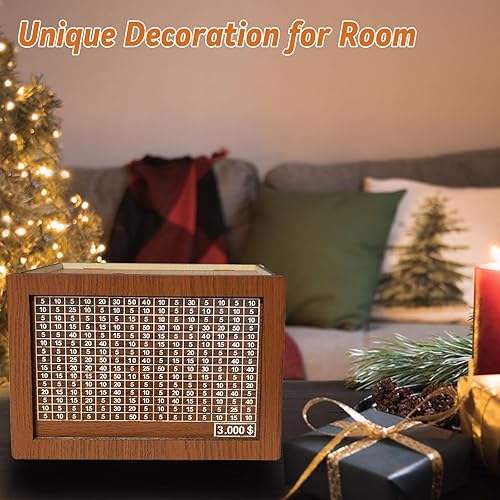Miniatura 6 de Caja de dinero con contador, caja de dinero de madera reutilizable retro de 3000 USD, tarro de dinero, caja de dinero para monedas, alcancía con