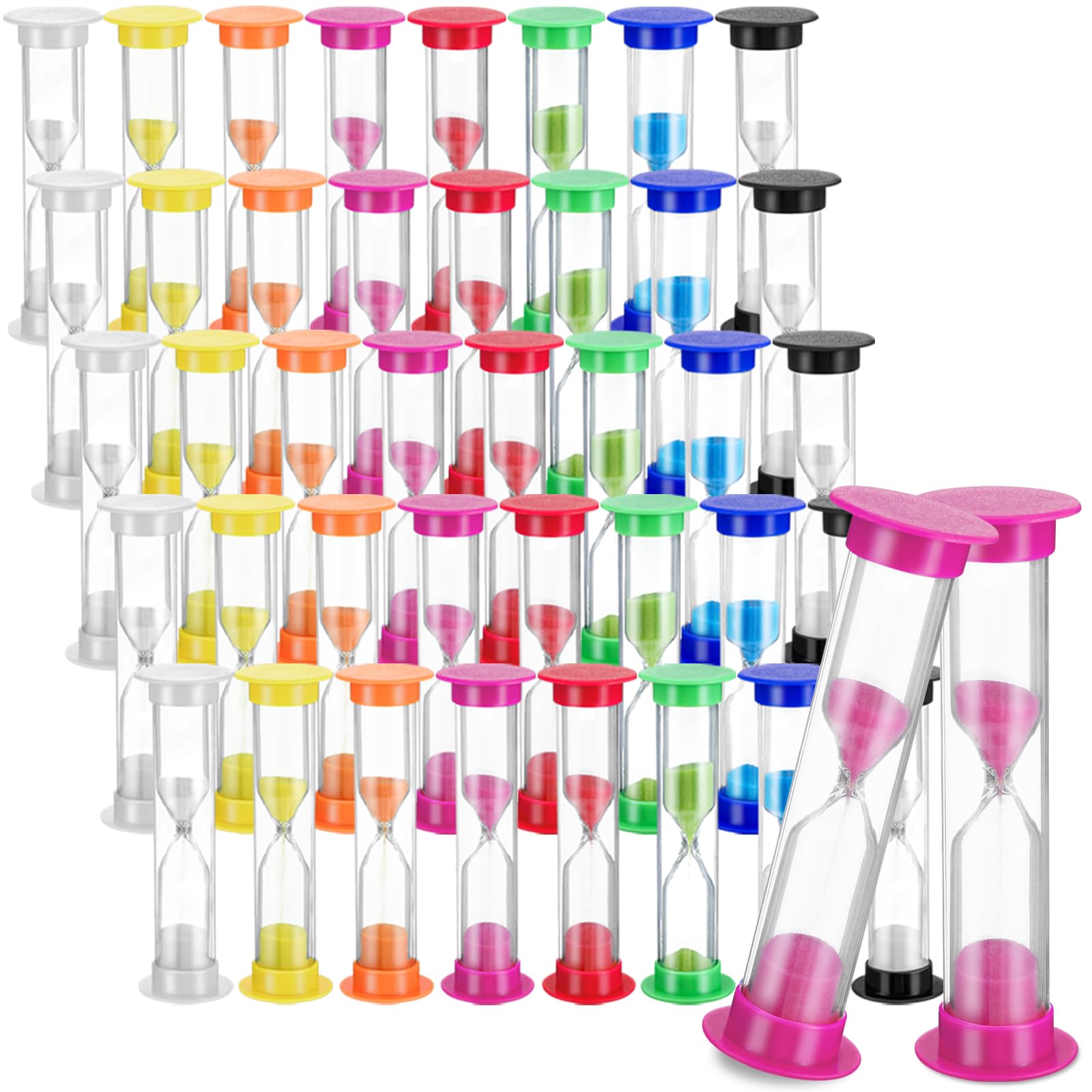 40 timer con sabbia da 2 minuti per bambini, multicolore, in plastica, mini clessidra, per adulti e bambini, in classe, cucina, giochi, ufficio, scuola