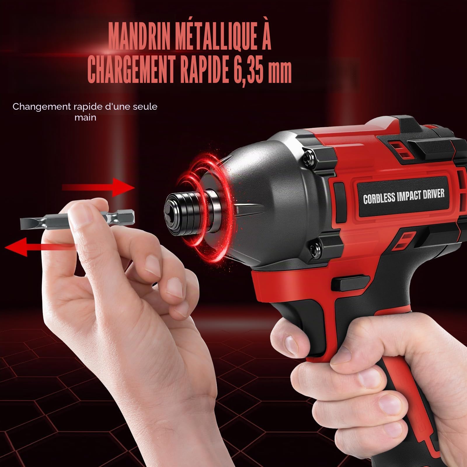 Visseuse à percussion sans fil de 0,6 cm compatible avec batterie Milwaukee 18 V (sans batterie), perceuse à percussion sans balais de 2 500 lbs, 1800 tr/min avec lumière LED pour installation à