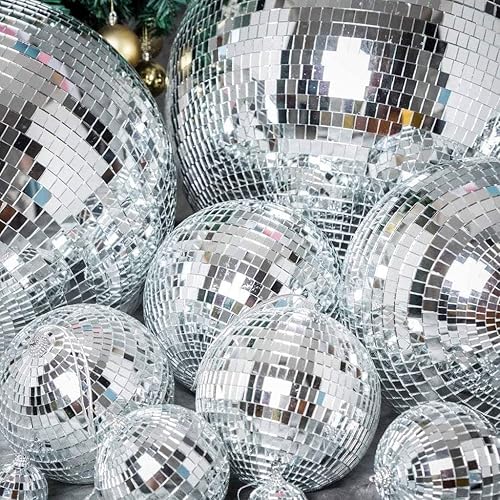 Miniatura 6 de Bola grande de espejo de discoteca colgante de cristal plateado de 20 pulgadas para boda, cumpleaños, decoración del hogar, adornos de Navidad