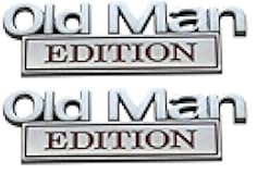 2Pcs Old Man Edition Emblems 3D Metal Badge Side Rear Tailgate Bumper Decal Nameplate Sticker for Car Truck (Chrome Red)