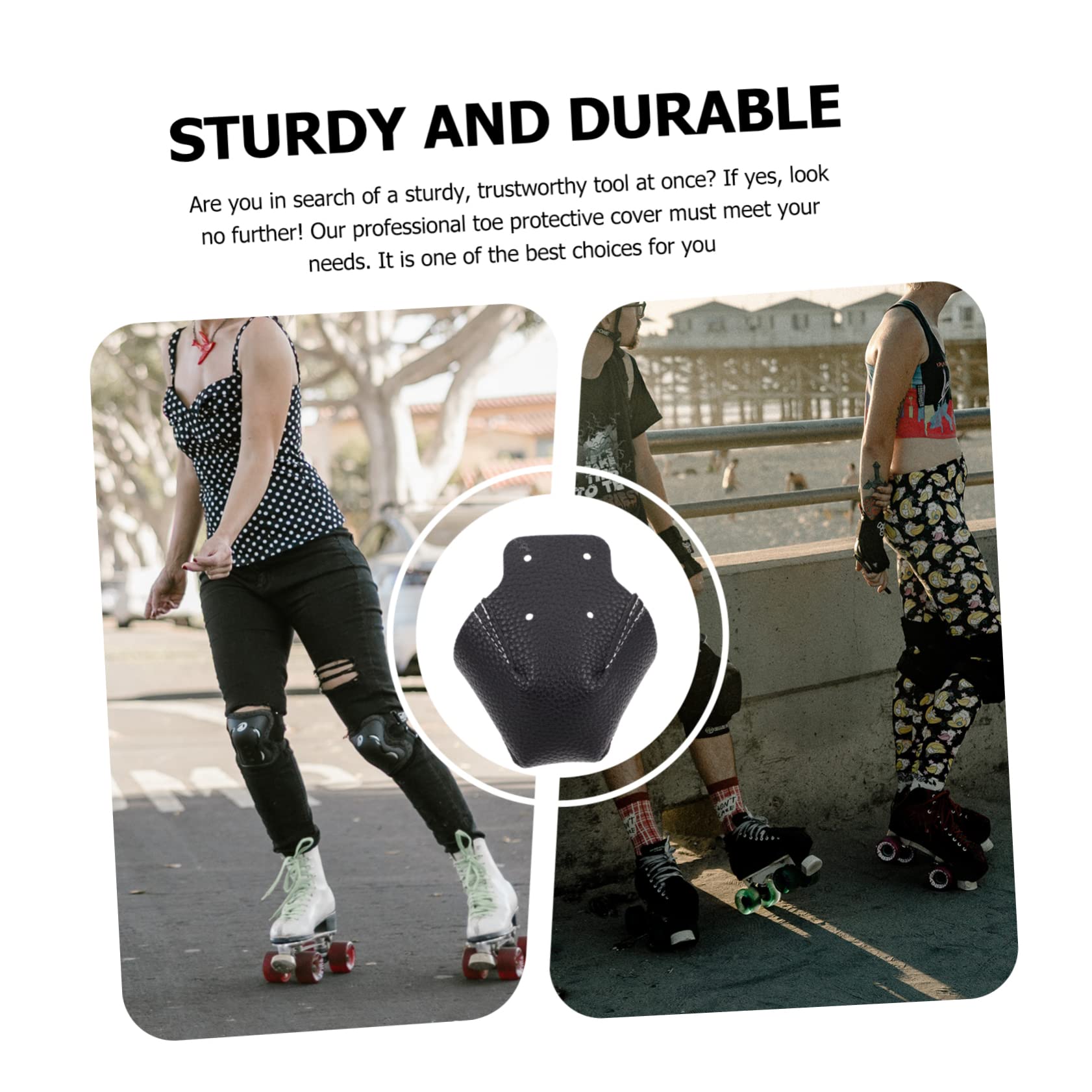 Kisangel Botas De Skate Rodillos Scooter Equipo De Protección para Patines Puntera Patines Patineta Ruedas Cubrepunteras De Patines De Cuero Puntera para Patines Black