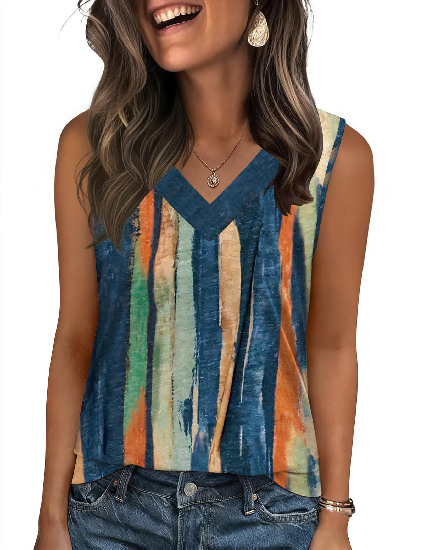 Zeagoo Tank Top for Women V Neck Loose Fit Sleeveless Summer Tops Business Casual Outfits Dressy Blouses Shirts